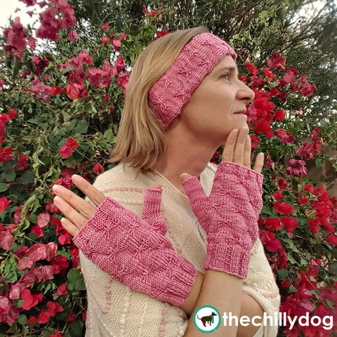 Butterfly Kisses Pattern - Skill building KAL ear warmer headband and mitts knitting pattern