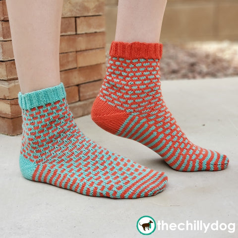 1 Sock, 2 Sock, Red Sock, Blue Sock Knitting Pattern PDF - Whimsical, "mis-matched" socks
