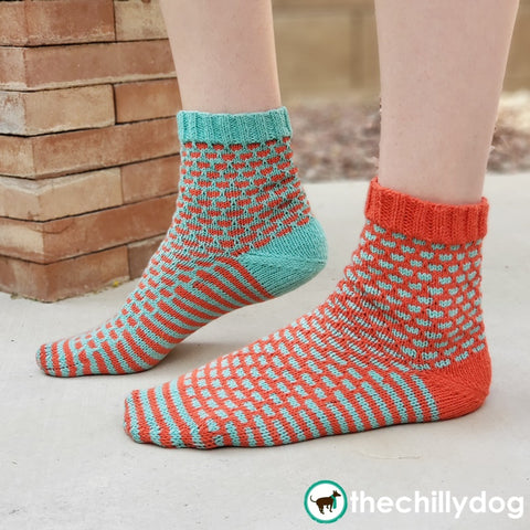 1 Sock, 2 Sock, Red Sock, Blue Sock Knitting Pattern PDF - Whimsical, "mis-matched" socks