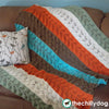Knit Branches Afghan Pattern - Long, joined lace motif, pieced knit afghan pattern with solids or stripes
