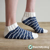 Crab Walk Socks - Ocean-inspired socks with simple stripes and decorative bowknot stitch crabs