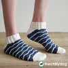 Crab Walk Socks - Ocean-inspired socks with simple stripes and decorative bowknot stitch crabs