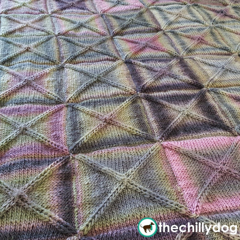Knit square block motif afghan blanket pattern