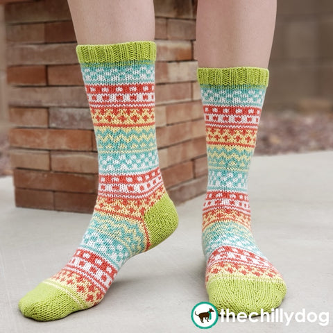Feeling Scrappy Socks - Adult sized, stash buster, Fair Isle sampler, sock knitting pattern