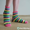 Founders Day Socks Knitting Pattern:Colorful, striped socks knit with leftovers from your yarn stash