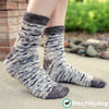 Free Climber Socks Knitting Pattern PDF: Gender neutral knitting pattern in 6 sizes fits most adult feet. Worked from the toe up with wrap and turn short row toes and a flap-free gusset heel