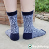 Grand Staircase Socks Knitting Pattern PDF: Gender neutral sock pattern with a bold mosaic pattern in alternating stripes