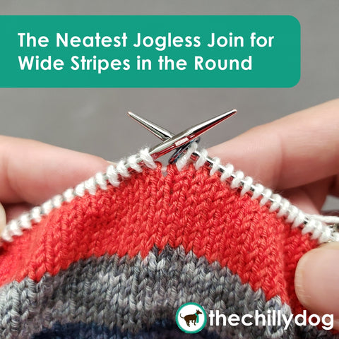 Founders Day Socks Knitting Pattern: The neatest jogless join for wide stripes in the round