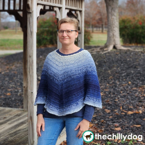 Poolhouse Poncho Pattern: An easy-to-wear knit poncho that's worked in the round, from the top down, with raglan shaping and gradient yarn