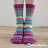 Rebound Socks Knitting Pattern PDF: colorful socks knit with self-patterning yarn