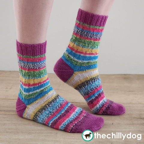 Rebound Socks Knitting Pattern PDF: gender neutral, top-down socks with light texture and an afterthought heel