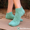 Switchback Socks Knitting Pattern - Summer, short cuffed, ankle sock knitting pattern for women featuring a zigzag pattern and a band heel