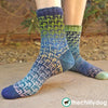 Feeling Loopy Socks Pattern - Unisex toe up sock knitting pattern featuring mosaic colorwork