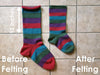 Striped and felted Christmas stocking knitting pattern